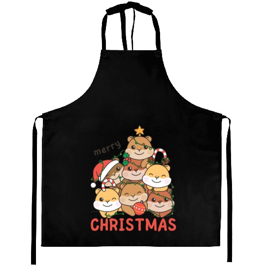 Hamster Christmas Tree Merry Christmas Aprons