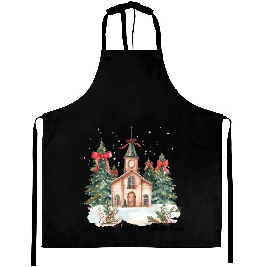 Oh Come Let Us Adore Him Funny Chrismas Jesus Aprons