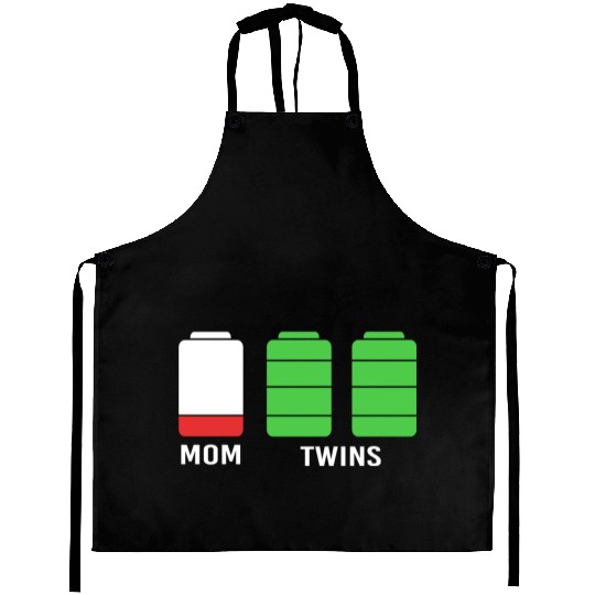 Funny Birthday Mama Twin Mom Low Battery Aprons