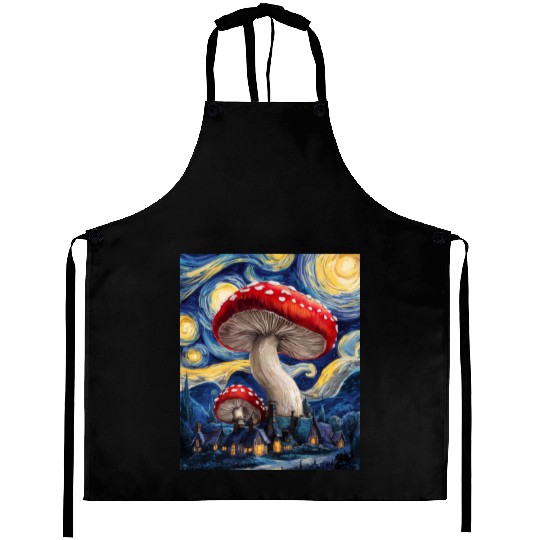 Starry Night Mushroom Surreal Dreamscape nature Aprons