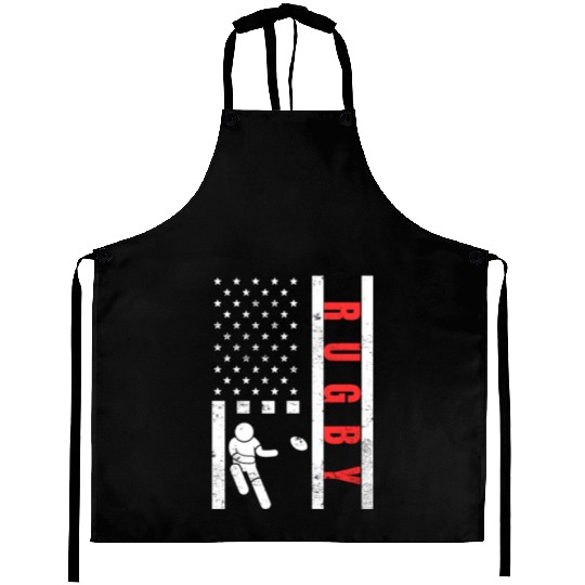 Rugby Player Vintage US Flag Proud Rugby Aprons