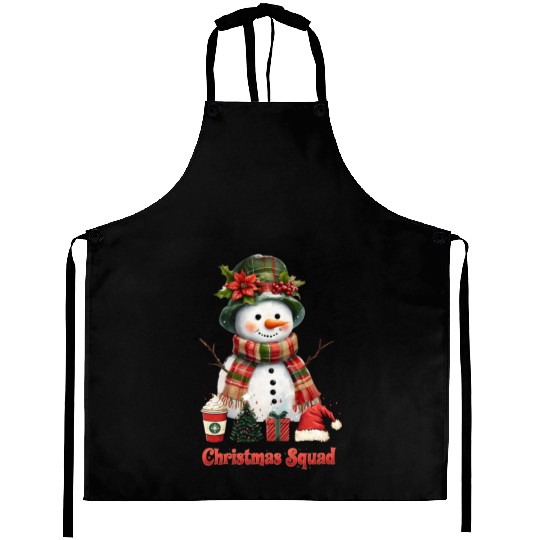 Snowman Christmas Family Gathering Aprons