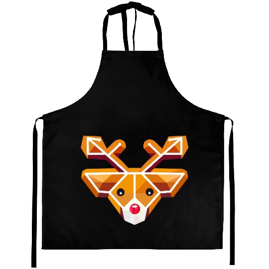 Geometric reindeer head motif in gingerbread style Aprons