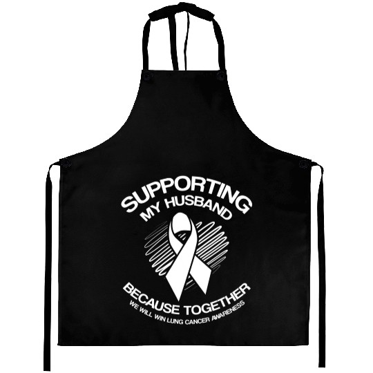 Lung Cancer Awareness Supporting Husband Aprons