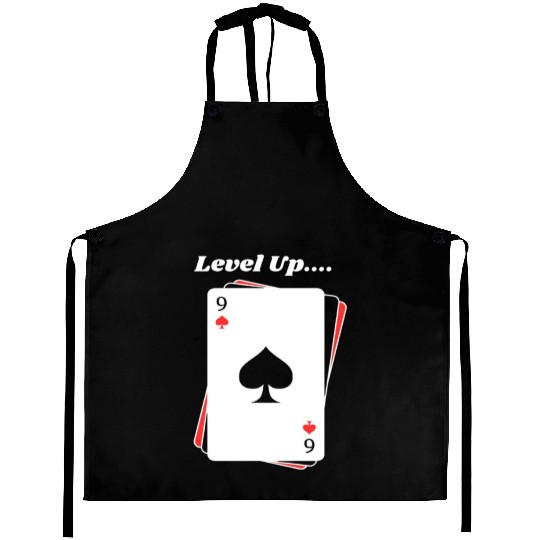 BLACK Men Aprons For Game Card lovers - LEVEL UP