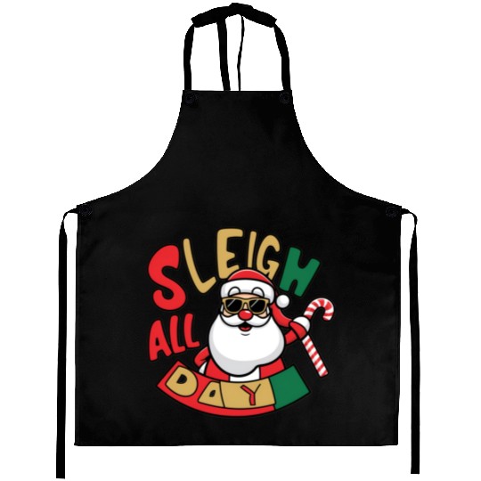 Sleigh All Day Christmas Design Aprons