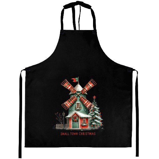 Small Town Christmas Windmill Aprons