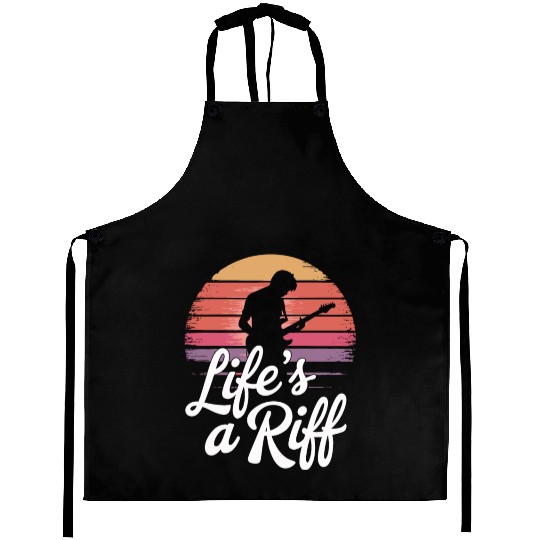 Guitar Player Life's a Riff Sunset Vibes Aprons