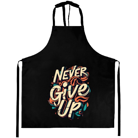 NEVER GIVE UP Aprons