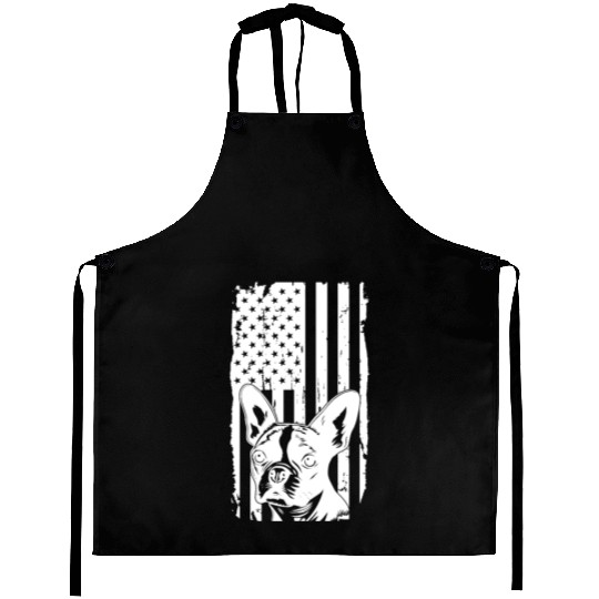 Dog Lover Aprons, Boston Terrier American Flag D
