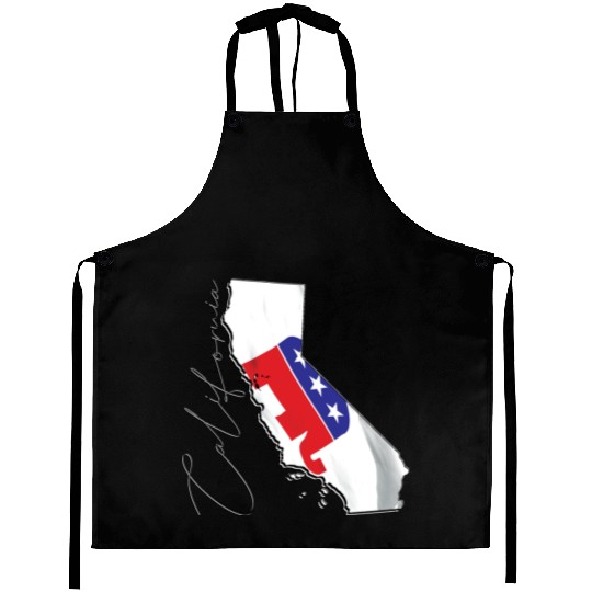 Republican Flag in California State Map CA Aprons