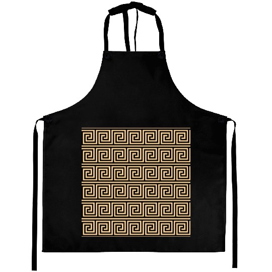 Greek Meander Key Squares Pattern Brown Aprons