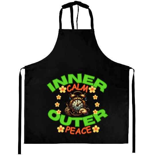 Inner calm outer peace calm yoga saying Aprons