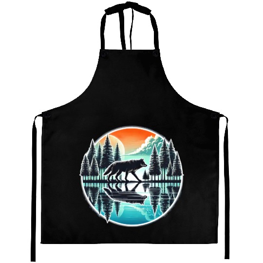 wolf forest Reflection Scenic Wilderness lovers Aprons