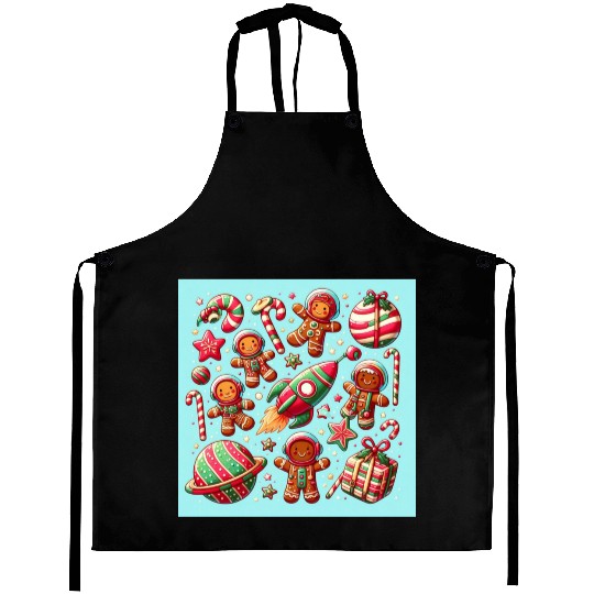 Gingerbread spaceship christmas Aprons