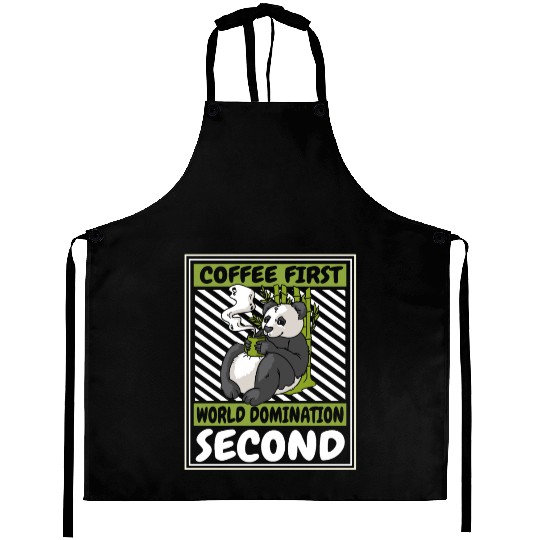 Coffee First World Domination Second Panda Bear Aprons