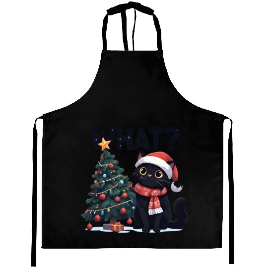 FUNNY CHRISTMAS CAT Aprons