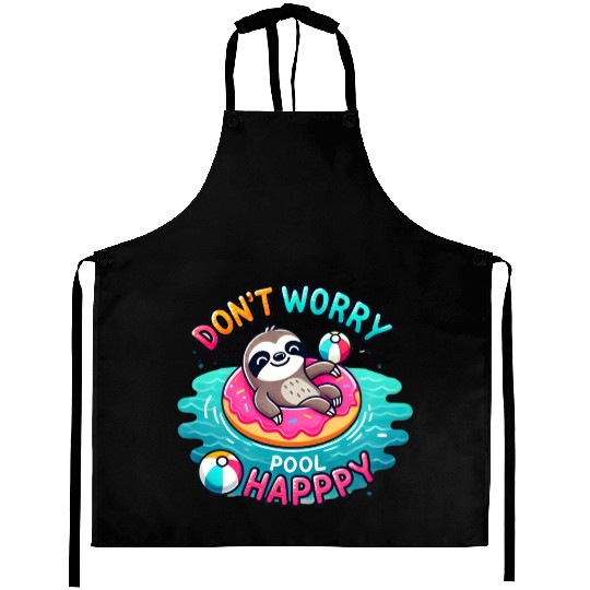 Sloth Don't Worry Pool Happy Aprons