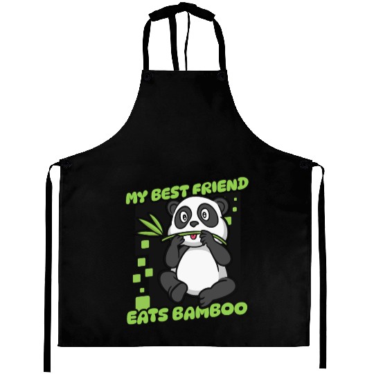 My Best Friend Eats Bamboo Panda Bear Friend Aprons