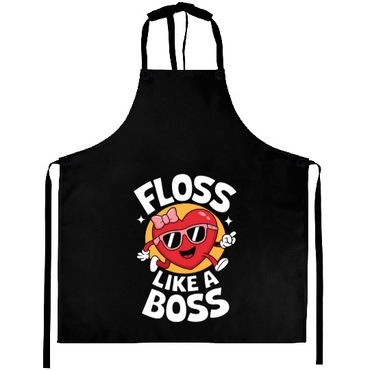 Floss Like a Boss Valentines Day Girl Flossing Aprons