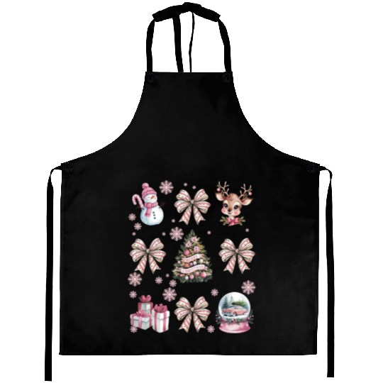 Christmas Coquette Bow, Cute Christmas Snowman Aprons