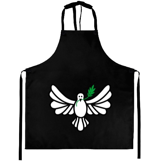 White dove green branch Aprons