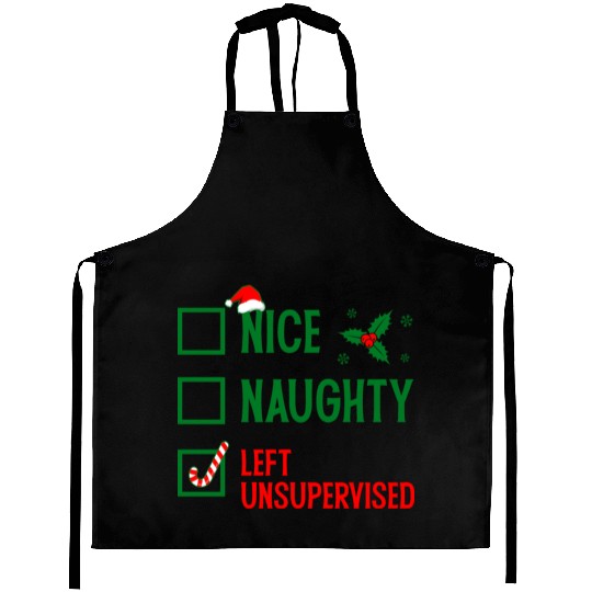 Left Unsupervised Christmas Checklist Aprons