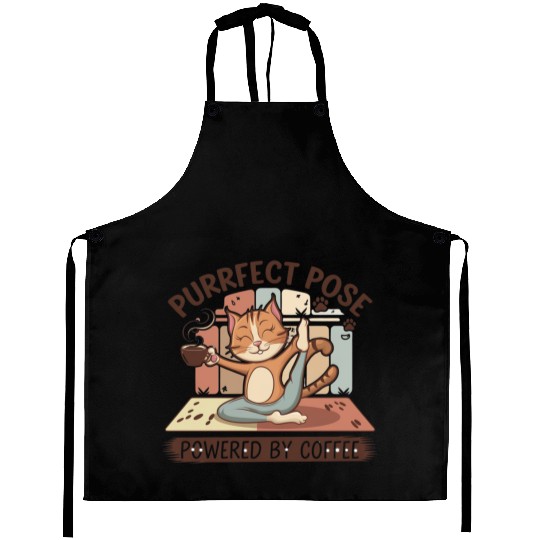 yoga pose powered by coffee Aprons