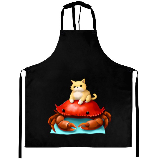 Cat and crab friends Aprons