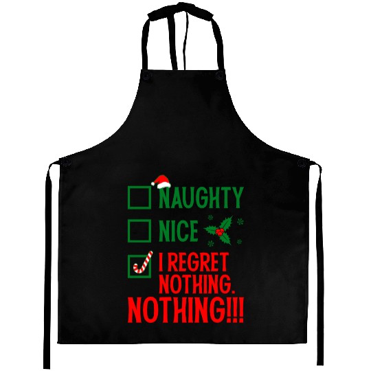 Naughty, Nice, No Regrets Christmas Aprons