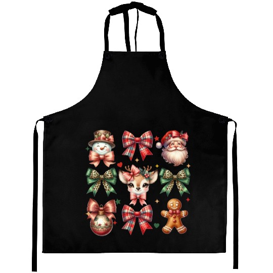 Christmas Coquette Bow Retro Christmas Aprons