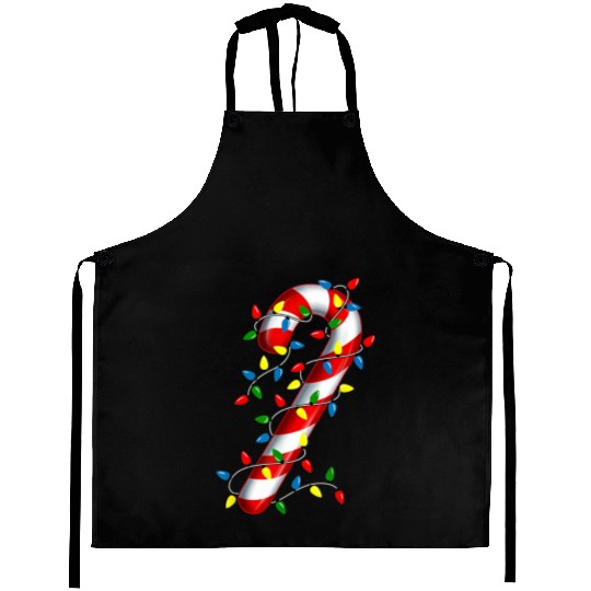 Candy Cane Merry and Bright Christmas Lights Candy Aprons