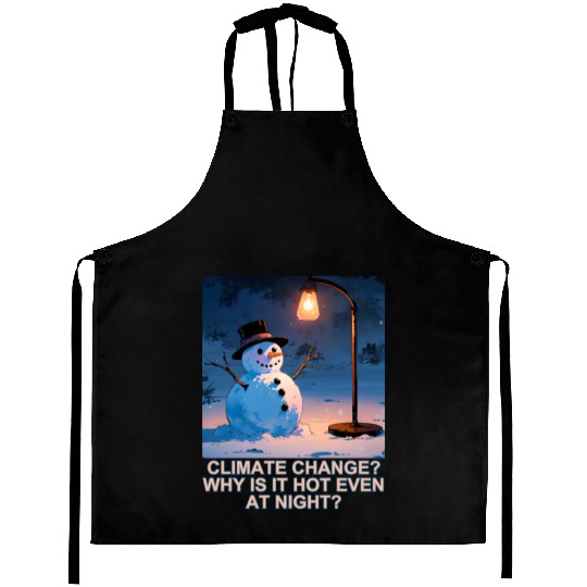 Frosty Snowman Under Street Lights Christmas Aprons