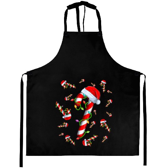 Candy Cane Merry and Bright Red and White Candy Aprons