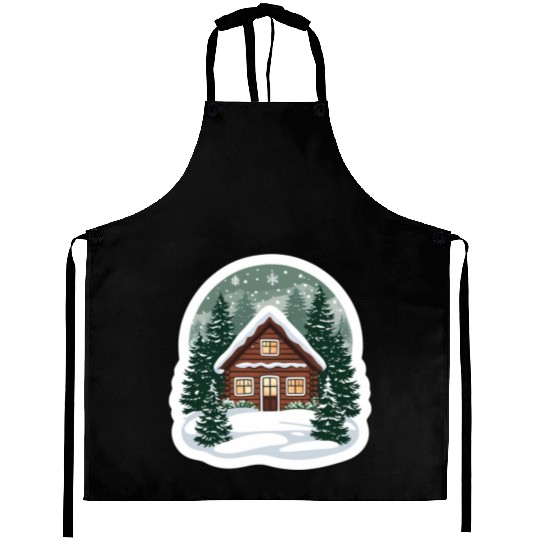 Cozy Cabin in Winter Wonderland Aprons