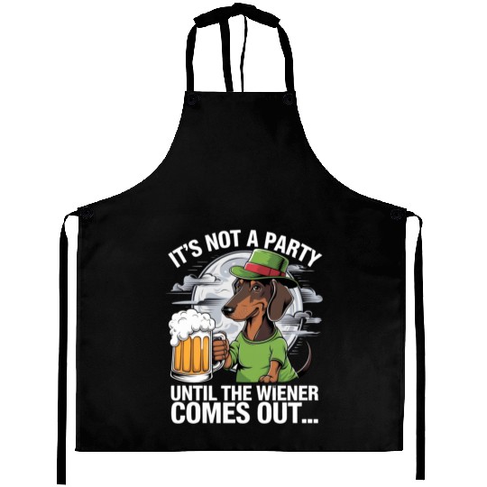 It's Not A Party Until Dachshund Irish Beer Wiener Aprons