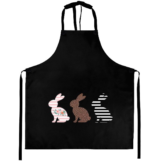 Happy Easter Cute Easter Leopard Bunny Rabbit Aprons
