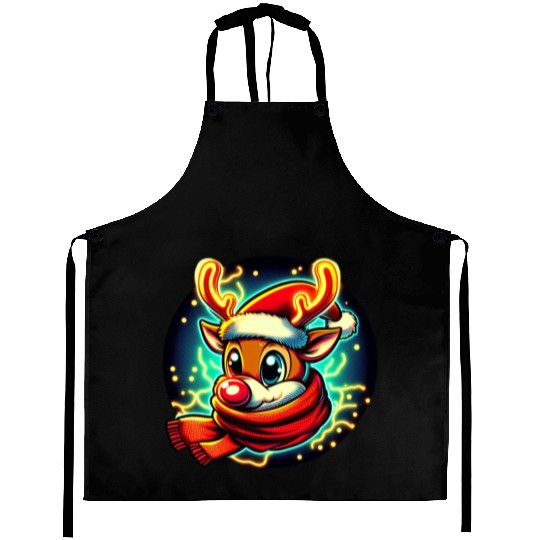 Funny Christmas Rudolph: Glowing Neon Santa Scarf Aprons