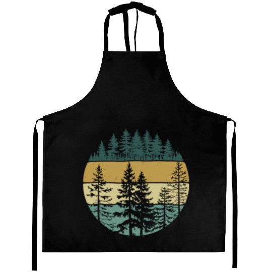 Retro Forest Trees Outdoors Nature Aprons