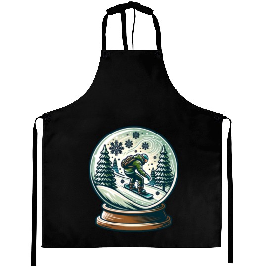 Snowboarding Adventure in Winter Wonderland Aprons