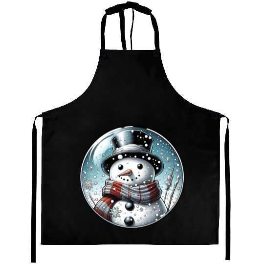 Christmas Snowman with Scarf and Top Hat Aprons