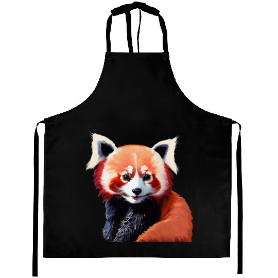 Happy red panda Aprons