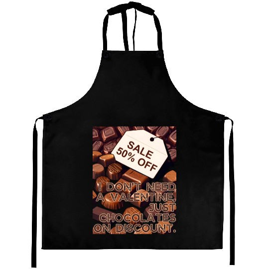 I Don't Need Valentine Just Chocolates on Discount Aprons