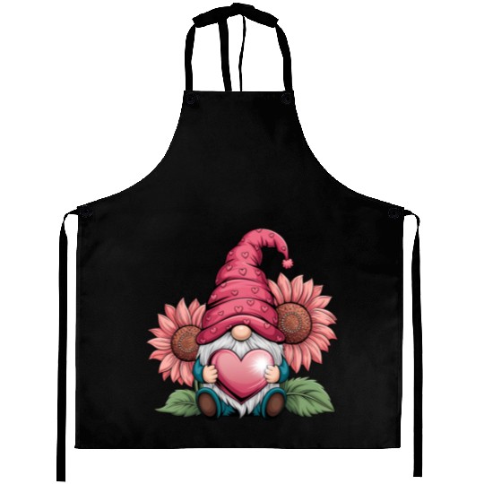 Happy Valentines Gnome with Sunflower Aprons