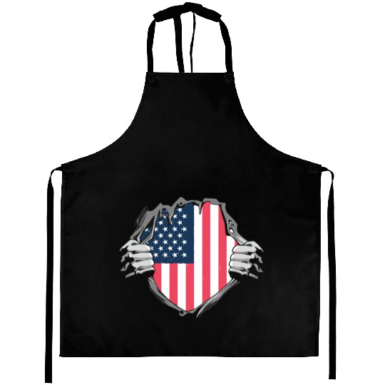 Bold American Flag Inside Design Aprons