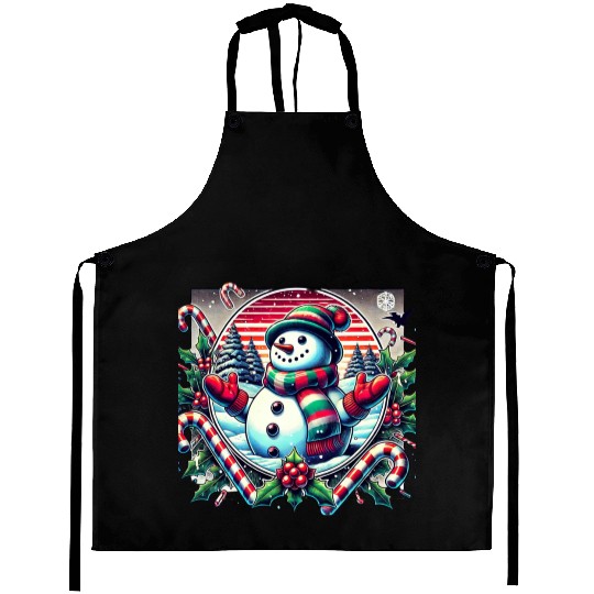 80s Christmas Snowman Delight Aprons