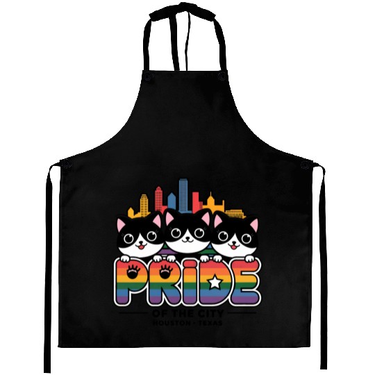 Pride of Houston City Texas USA Rainbow Flag Aprons