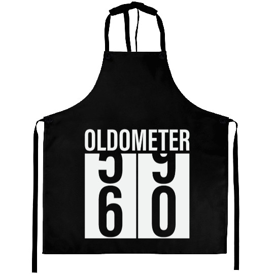 Oldometer Odometer Funny 60th Birthday 60 yrs Joke Aprons