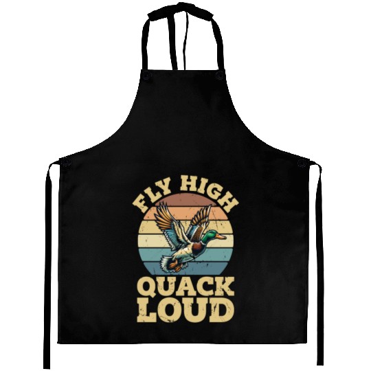 Mallard Duck Fly High Quack Loud Retro Water Bird Aprons