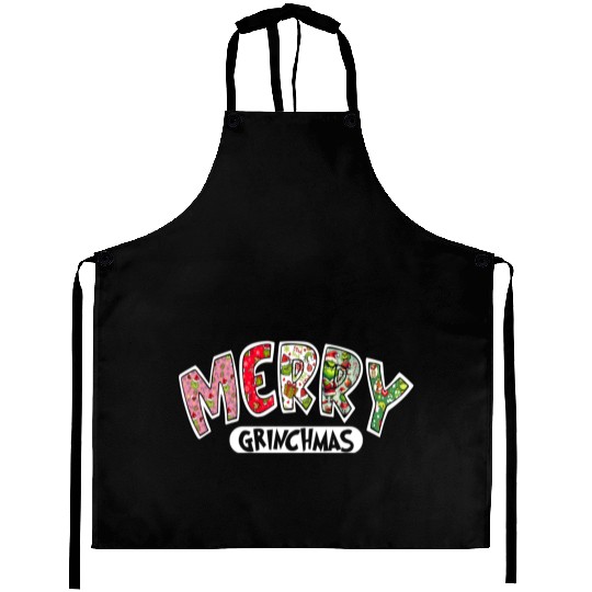 Merry Grin Happy Christmas Aprons